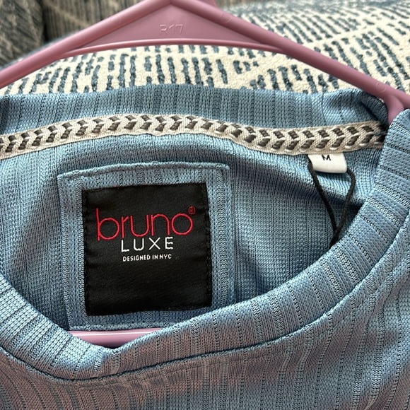 Men's Bruno Luxe Vertical Striped Blue NWT
Short Sleeved T-Shirt Size Me… - Picture 2 of 10